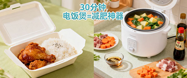 懒人减肥 别再点外卖了！电饭煲懒人减肥食谱,30 分钟搞定低卡三餐