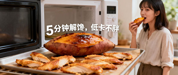 微波炉烤红薯和鸡胸肉条