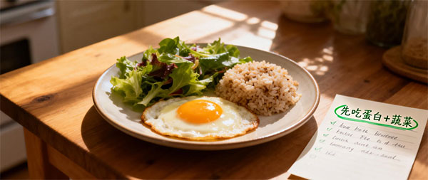 先吃蛋白与蔬菜