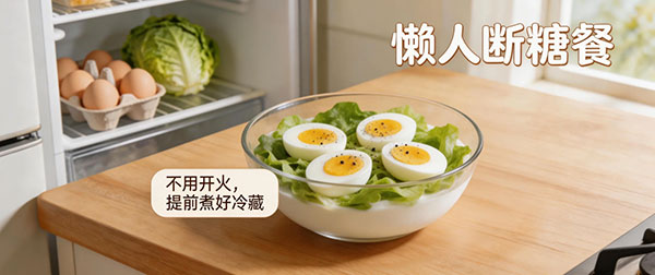 用冰箱里的低卡食材（鸡蛋、生菜、无糖酸奶）快速搭配 7 天断糖餐