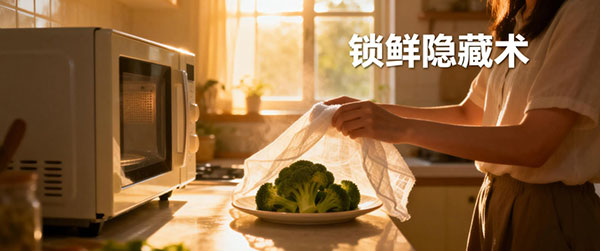 湿纱布盖住微波炉加热